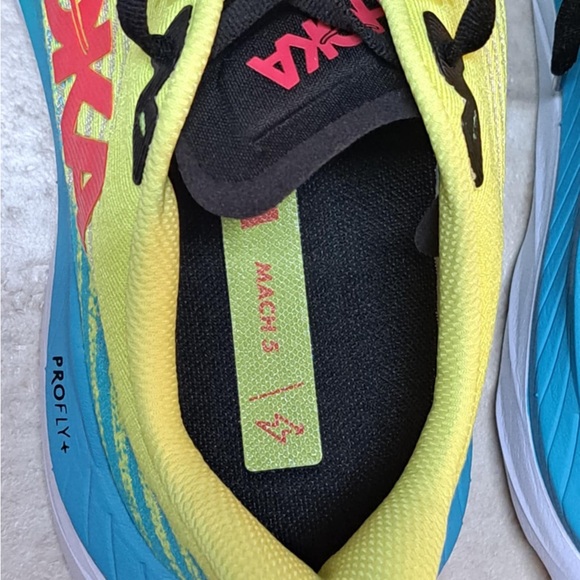 Hoka Mach 5 running shoe - bright yellow/lime - featuring a PROFLY+ midsole - Picture 6 of 7